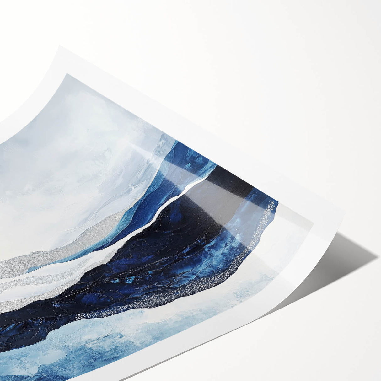 Modern Monochrome Abstract Wall Art – Navy and Silver Canvas