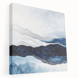 Modern Monochrome Abstract Wall Art – Navy and Silver Canvas