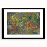 Expressionist Art - Rainbow Over a Village Abstract Landscape Wall Art