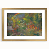 Expressionist Art - Rainbow Over a Village Abstract Landscape Wall Art