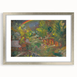 Expressionist Art - Rainbow Over a Village Abstract Landscape Wall Art