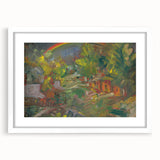 Expressionist Art - Rainbow Over a Village Abstract Landscape Wall Art