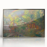 Expressionist Art - Rainbow Over a Village Abstract Landscape Wall Art
