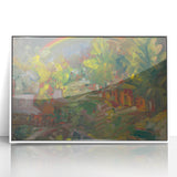 Expressionist Art - Rainbow Over a Village Abstract Landscape Wall Art