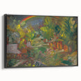 Expressionist Art - Rainbow Over a Village Abstract Landscape Wall Art