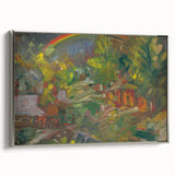 Expressionist Art - Rainbow Over a Village Abstract Landscape Wall Art