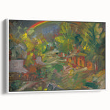 Expressionist Art - Rainbow Over a Village Abstract Landscape Wall Art