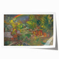Expressionist Art - Rainbow Over a Village Abstract Landscape Wall Art