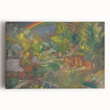 Expressionist Art - Rainbow Over a Village Abstract Landscape Wall Art