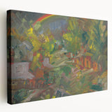 Expressionist Art - Rainbow Over a Village Abstract Landscape Wall Art