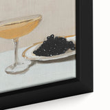Extra large black wall art featuring colorful, textured food and drink motifs on framed canvas.