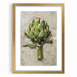 Extra large abstract art print featuring textured fruits in vibrant colors on a gold-framed canvas.