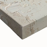 Large art of a close-up landscape painting of fruits on a stretched canvas in black and white.