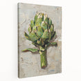 Large stretched canvas featuring an array of colorful fruits, ideal for kitchen wall art.
