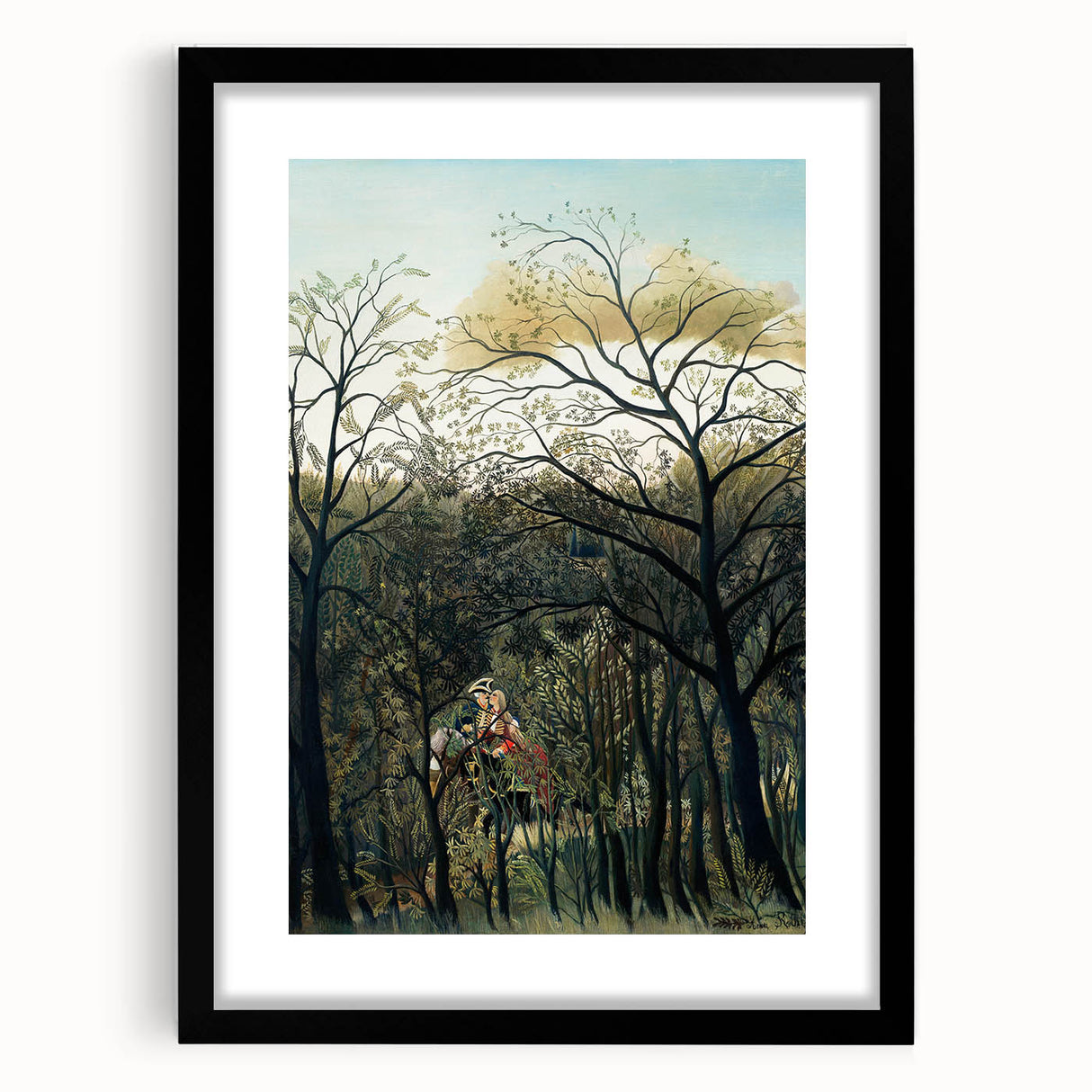 Romantic Forest Scene Wall Art - Enchanting Rendezvous in Nature Decor