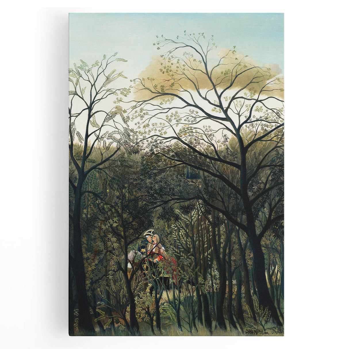 Romantic Forest Scene Wall Art - Enchanting Rendezvous in Nature Decor