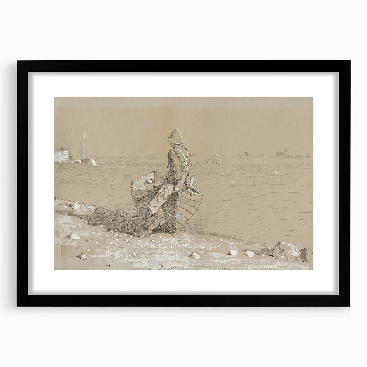 Realism Art Print - Looking Out by Winslow Homer, Nautical Scene