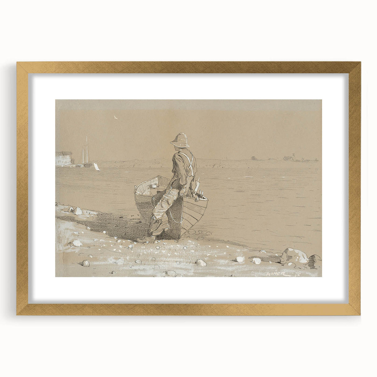 Realism Art Print - Looking Out by Winslow Homer, Nautical Scene