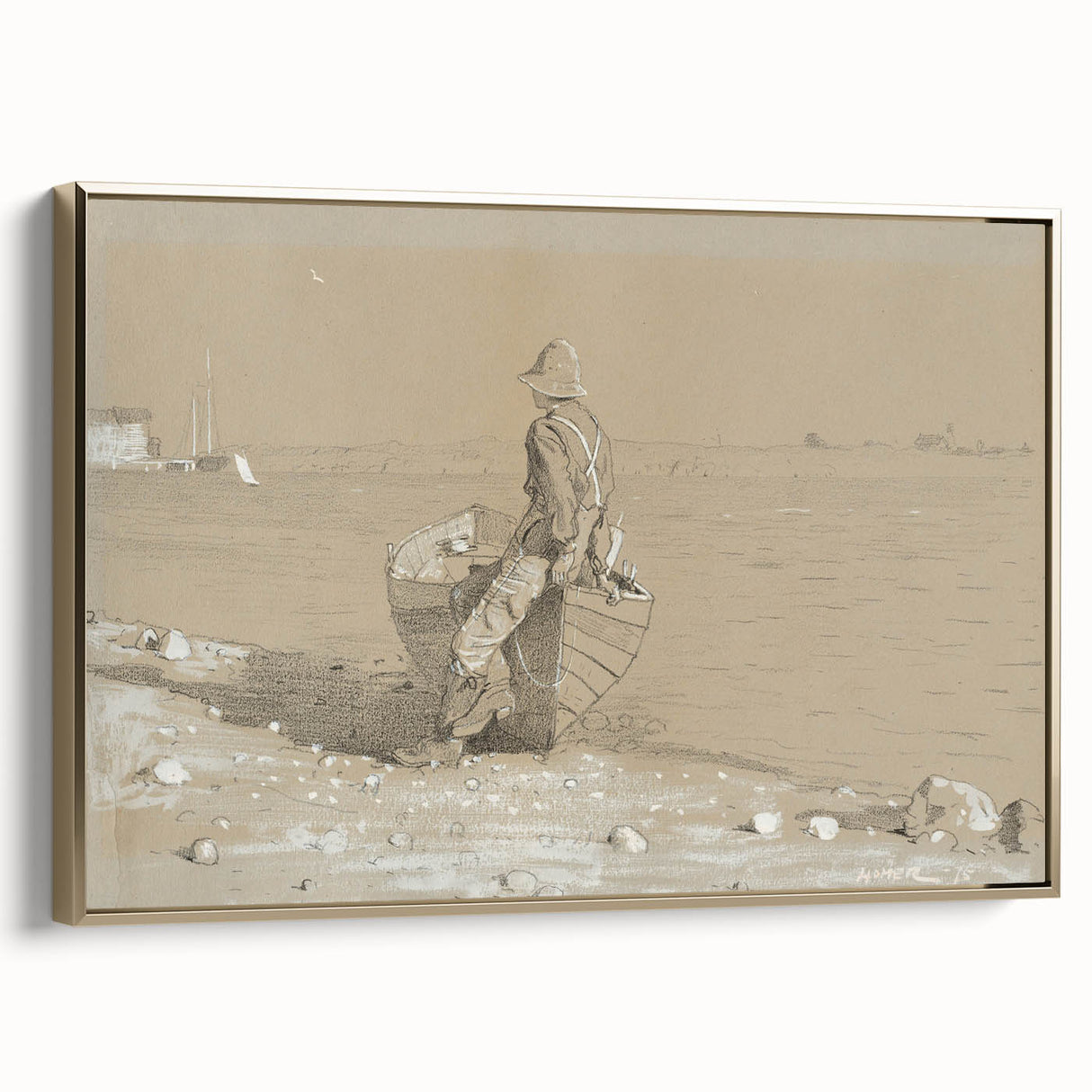 Realism Art Print - Looking Out by Winslow Homer, Nautical Scene