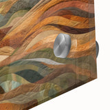 Large abstract wall art depicting autumnal trees in orange and red hues on acrylic glass.