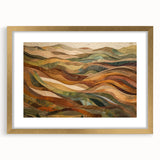 Extra large abstract art print featuring textured fall-themed colors in a gold frame, ideal for living room decor.