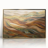Mid-century modernist fall-themed large art print in acrylic with gold frame, ideal for nursery wall art.