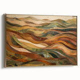 Framed canvas depicting a vintage-style landscape with autumn trees in rich gold and black tones.