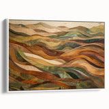 Vintage poster art depicting an autumnal scene in vibrant orange and red tones on a framed canvas.