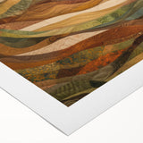 Art deco poster featuring a vibrant autumn landscape on rolled canvas, ideal for dining room wall art.