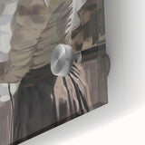 Abstract figurative acrylic artwork displayed on glass, showcasing vibrant colors and textured patterns. Ideal for modern home decor, adding a unique artistic touch.