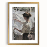 Abstract figurative art frame in gold with a mat, showcasing a modern design ideal for home decor. The front view highlights the intricate details and elegant finish, perfect for enhancing any room's aesthetic.