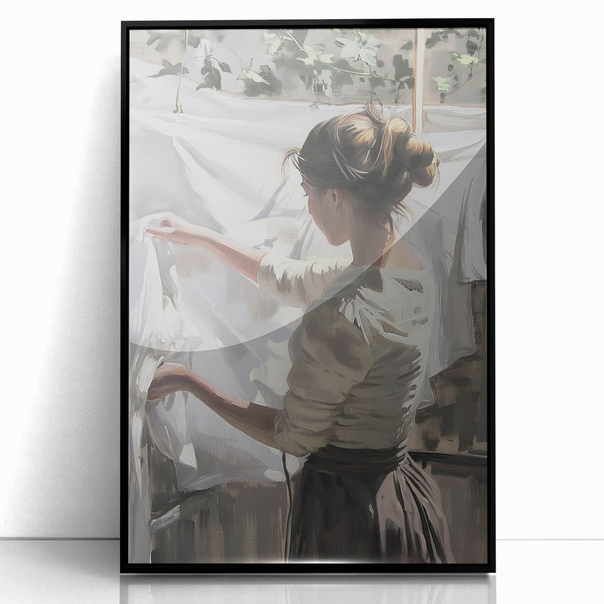 Abstract figurative artwork in a sleek black frame, showcasing vibrant colors and dynamic shapes, ideal for modern home decor. Perfect for art enthusiasts seeking a bold statement piece.