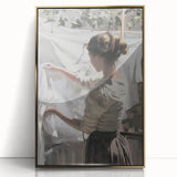 Abstract figurative artwork in gold frame showcasing vibrant colors and intricate shapes, ideal for modern decor. Perfect for adding elegance to any room.