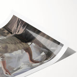 Abstract figurative rolled canvas print showcasing vibrant colors and dynamic shapes, ideal for modern decor. Packaged securely in a protective tube for easy transport.