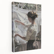 Abstract figurative stretched canvas artwork showcasing vibrant colors and unique shapes, perfect for modern home decor or artistic spaces. The side view emphasizes the artwork's depth and texture, enhancing its visual appeal.