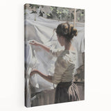 Abstract figurative stretched canvas artwork showcasing vibrant colors and unique shapes, perfect for modern home decor or artistic spaces. The side view emphasizes the artwork's depth and texture, enhancing its visual appeal.