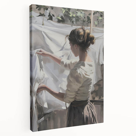 Abstract figurative stretched canvas artwork showcasing vibrant colors and unique shapes, perfect for modern home decor or artistic spaces. The side view emphasizes the artwork's depth and texture, enhancing its visual appeal.