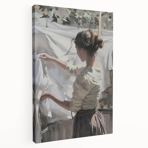 Abstract figurative stretched canvas artwork showcasing vibrant colors and unique shapes, perfect for modern home decor or artistic spaces. The side view emphasizes the artwork's depth and texture, enhancing its visual appeal.