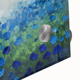 Close-up of an abstract floral acrylic artwork on glass, showcasing vibrant colors and intricate details, perfect for modern home decor and artistic expression.