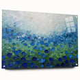 Abstract floral acrylic glass artwork in vibrant colors, displayed side view with visible pins, showcasing intricate designs and textures perfect for modern decor.