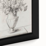 Close-up of a framed abstract floral canvas artwork showcasing vibrant colors like pink, blue, and green, designed for modern home decor.