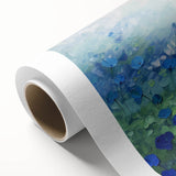 Vibrant abstract floral design on rolled canvas, showcasing bold colors and intricate patterns, perfect for modern home decor. Packaged securely in a cardboard tube for safe shipping.