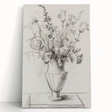 Abstract floral canvas art with vibrant colors, featuring a modern design, elegantly leaning against a wall, perfect for contemporary home decor.