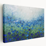 Abstract floral design stretched canvas artwork showcasing vibrant colors and intricate patterns, viewed from the side, perfect for contemporary home decor.