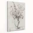 Abstract floral stretched canvas artwork showcasing vibrant colors and intricate details, elegantly displayed in a side view perspective for optimal appreciation.
