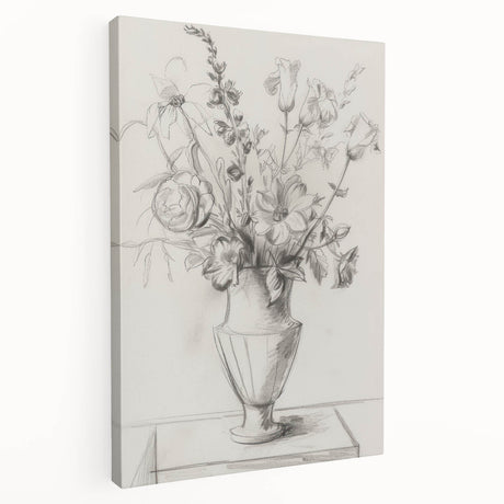 Abstract floral stretched canvas artwork showcasing vibrant colors and intricate details, elegantly displayed in a side view perspective for optimal appreciation.