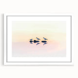 Abstract landscape artwork in a white frame with a mat, showcasing vibrant colors and geometric patterns, perfect for modern home decor or office spaces.