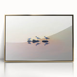 Framed abstract landscape artwork featuring a gold-accented design, showcasing vibrant colors and fluid shapes, ideal for modern home decor. This striking piece enhances any interior space with its artistic flair and contemporary appeal.