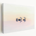 Abstract landscape stretched canvas artwork showcasing vibrant colors and dynamic shapes, ideal for modern decor. The side view highlights the textured finish and sturdy frame, enhancing any living space.