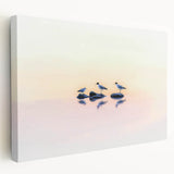 Abstract landscape stretched canvas artwork showcasing vibrant colors and dynamic shapes, ideal for modern decor. The side view highlights the textured finish and sturdy frame, enhancing any living space.